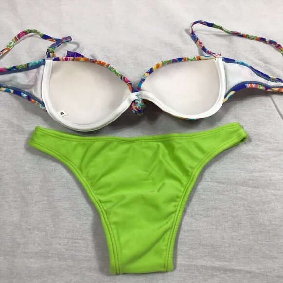 Recco Size Medium brazilian bright floral print bikini New With Tags - Picture 3 of 4